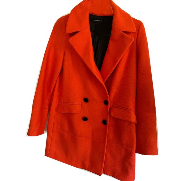 Zara red Orange coat, trench coat x small - Picture 2 of 10
